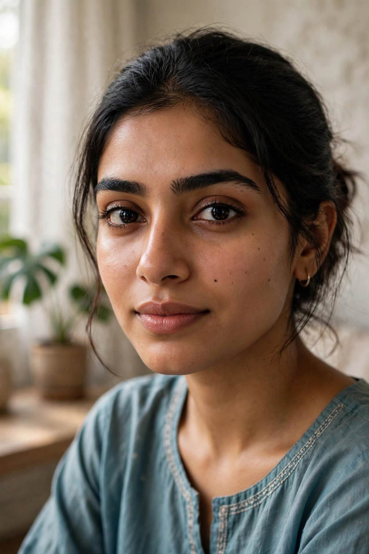Pakistani woman with a fresh, well-rested look, showing how healthy under-eye care helps reduce dark circles under eyes